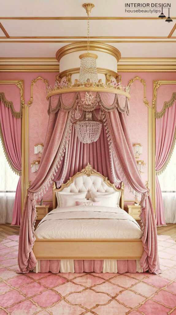 Elegant Pink Canopy Bed