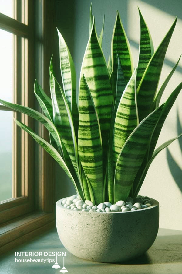 Snake Plant ( best plant for bathroom )